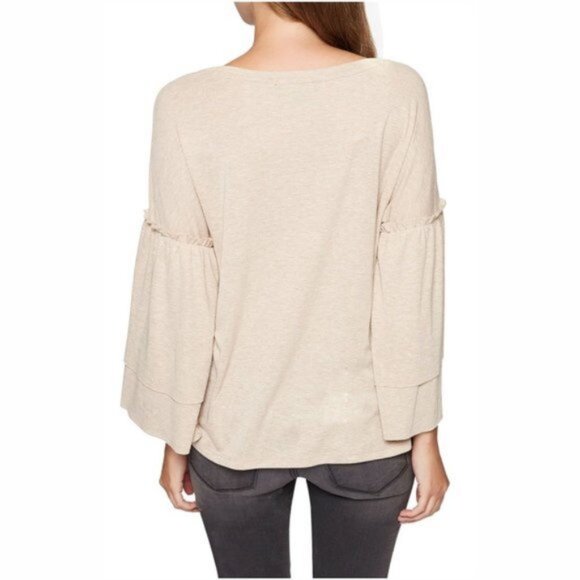 Sanctuary Rosamund Tan 3/4 Tiered Bell Sleeve Knit Top, Size L - New! - Picture 2 of 12